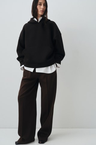 Pantalón traje recto pinzas - Marrón