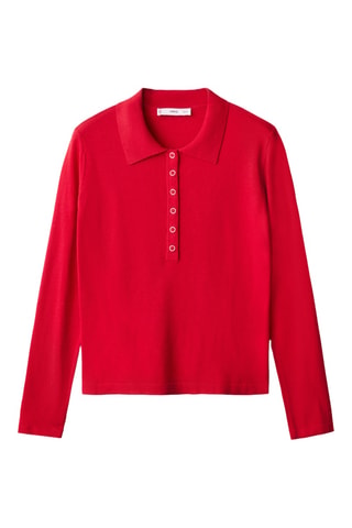 Pull col polo manches longues - Rouge