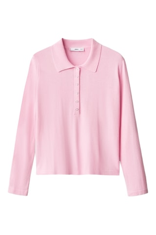 Pull col polo manches longues - Rose