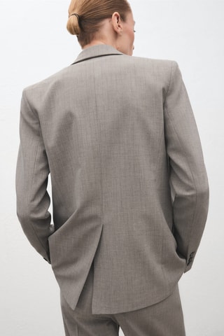Blazer de costume en laine mélangée double boutonnage - Gris