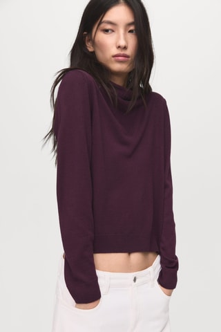 Pull maille col drapé - Bordeaux