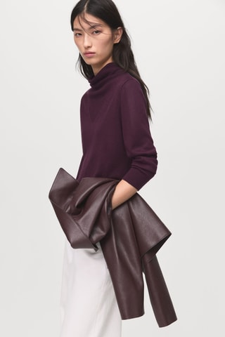 Pull maille col drapé - Bordeaux