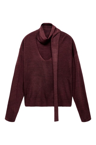 Pull col en V foulard - Bordeaux