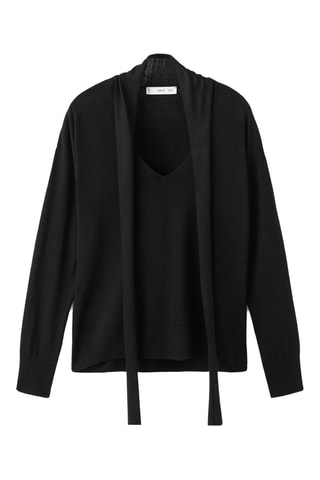 Pull col en V foulard - Noir