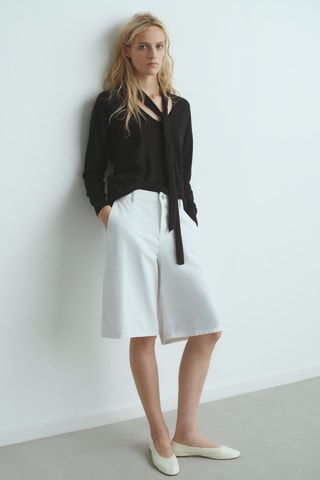 Pull col en V foulard - Noir