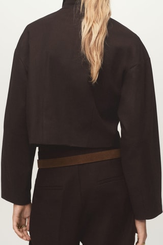 Veste crop poches - Marron