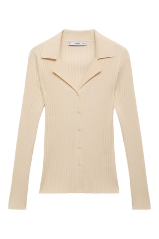 Cardigan à revers côtelés - Écru