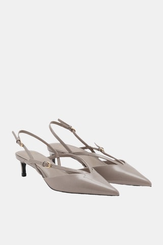 Chaussures talon kitten à brides - Marron clair