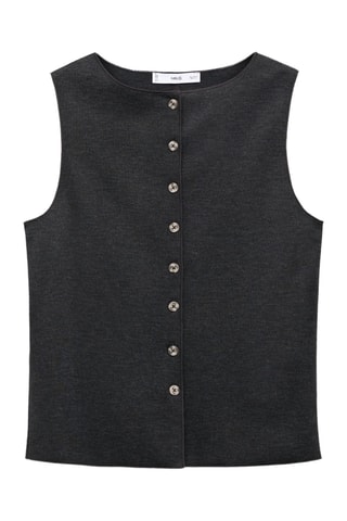 Pull col rond à boutons - Gris