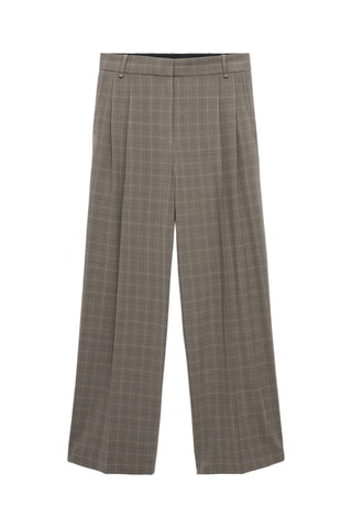 Pantalon de costume wide leg à carreaux - Marron