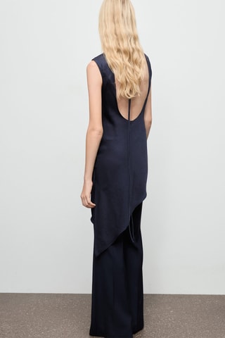 Top satiné asymétrique - Bleu marine