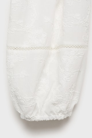 Blouse coton détails brodés - Blanc