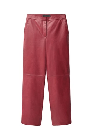 Pantalon droit en cuir - Rouge