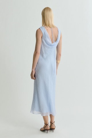 Robe midi encolure drapée - Ciel