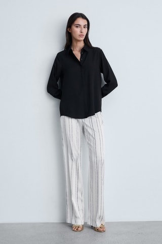 Pantalon droit à rayures - Blanc