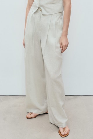 Pantalon de costume droit lin mélangé - Écru