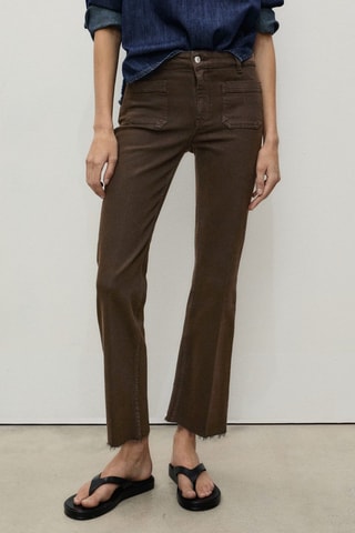 Jean flare crop poches - Marron