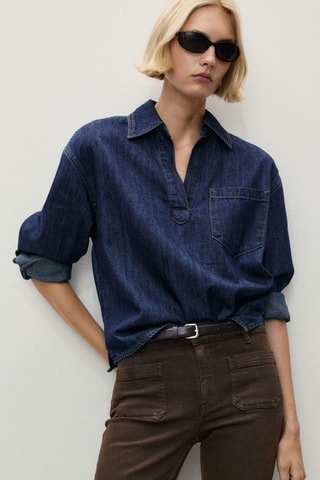 Jean flare crop poches - Marron