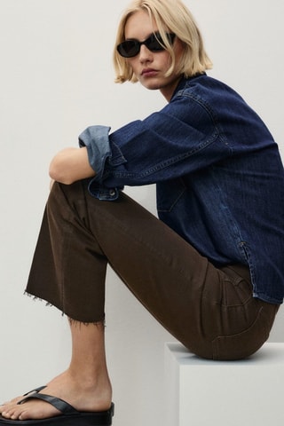 Jean flare crop poches - Marron