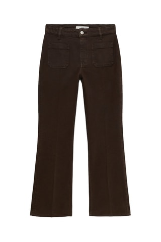 Jean flare crop poches - Marron
