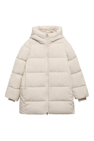 Anorak midi matelassé capuche - Écru