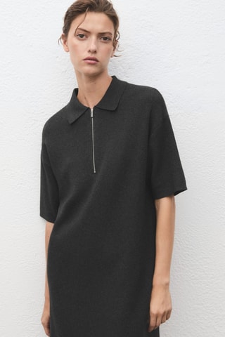 Robe maille col polo - Gris foncé