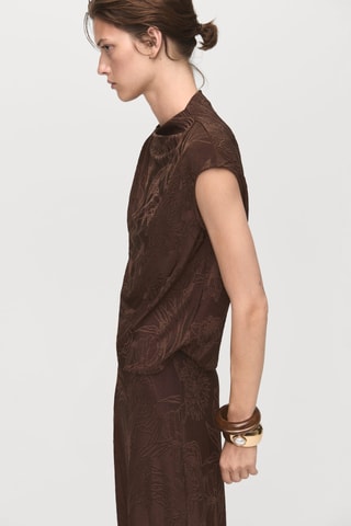 Top jacquard floral - Marron