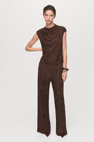 Top jacquard floral - Marron