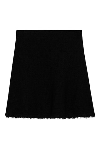 Jupe en tweed bords effilochés - Noir