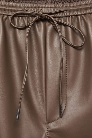 Pantalon taille élastique cuir synthétique - Marron
