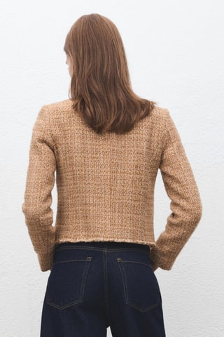 Veste tweed bords effilochés - Marron