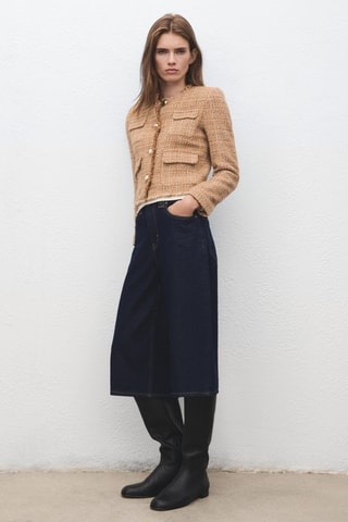 Veste tweed bords effilochés - Marron