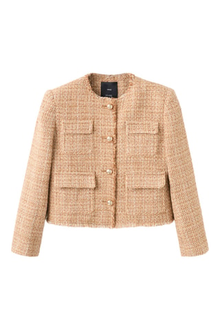 Veste tweed bords effilochés - Marron