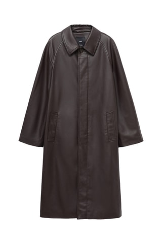 Trench long cuir synthétique - Marron