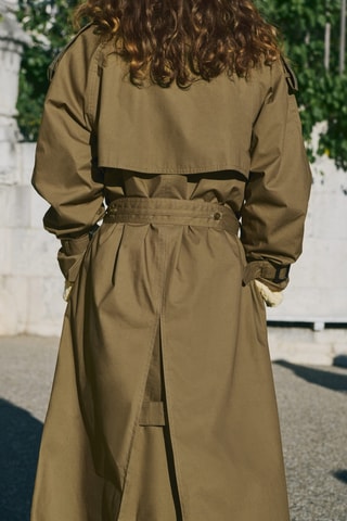 Trench col en velours côtelé double boutonnage - Kaki