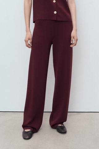 Pantalon maille taille élastique - Rouge