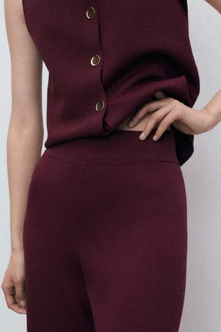 Pantalon maille taille élastique - Rouge