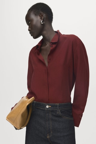 Chemise Lyocell boutons dissimulés - Rouge