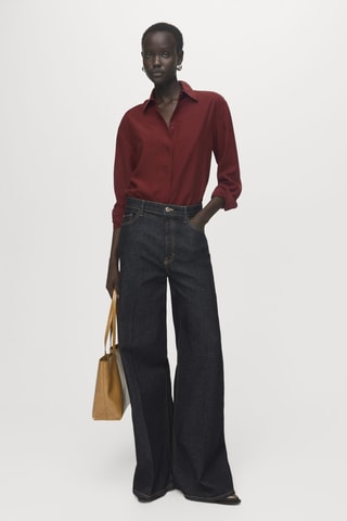 Chemise Lyocell boutons dissimulés - Rouge