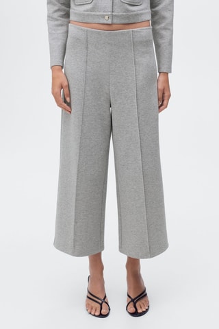 Pantalon crop coton - Gris chiné
