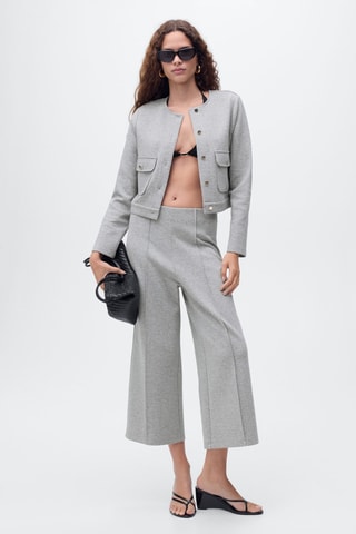 Pantalon crop coton - Gris chiné