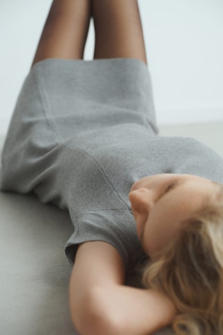 Robe maille fine évasée - Gris chiné