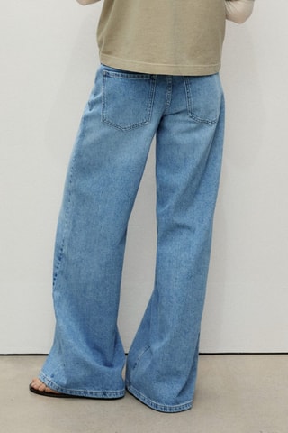 Jean wideleg taille basse ceinture - Bleu