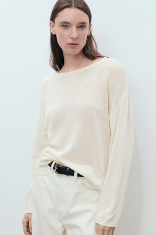 Pull maille col bateau - Écru