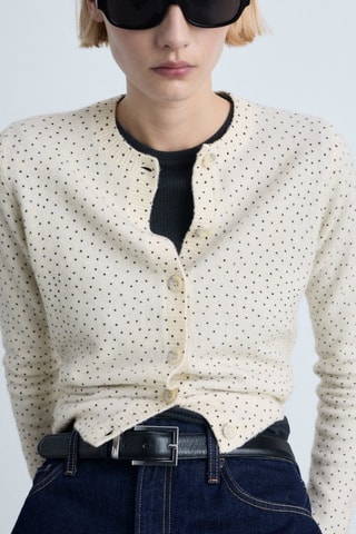 Cardigan maille pois - Écru