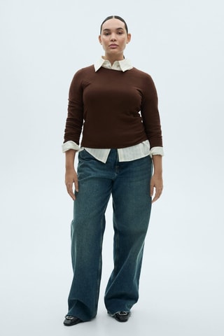 Pull ajusté maille fine - Marron