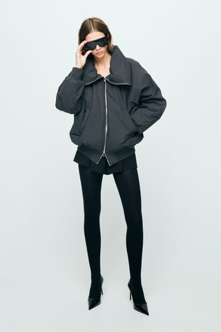 Veste bomber col cheminée - Gris