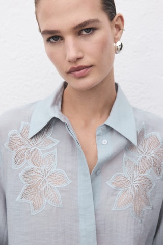 Blouse Lyocell brodée - Bleu