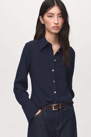 Chemise boutons bijoux - Bleu marine
