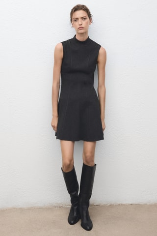 Robe col cheminée avec coutures - Gris